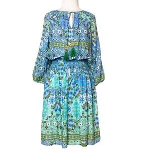Ruby yaya smocked waist boho mixed print dress